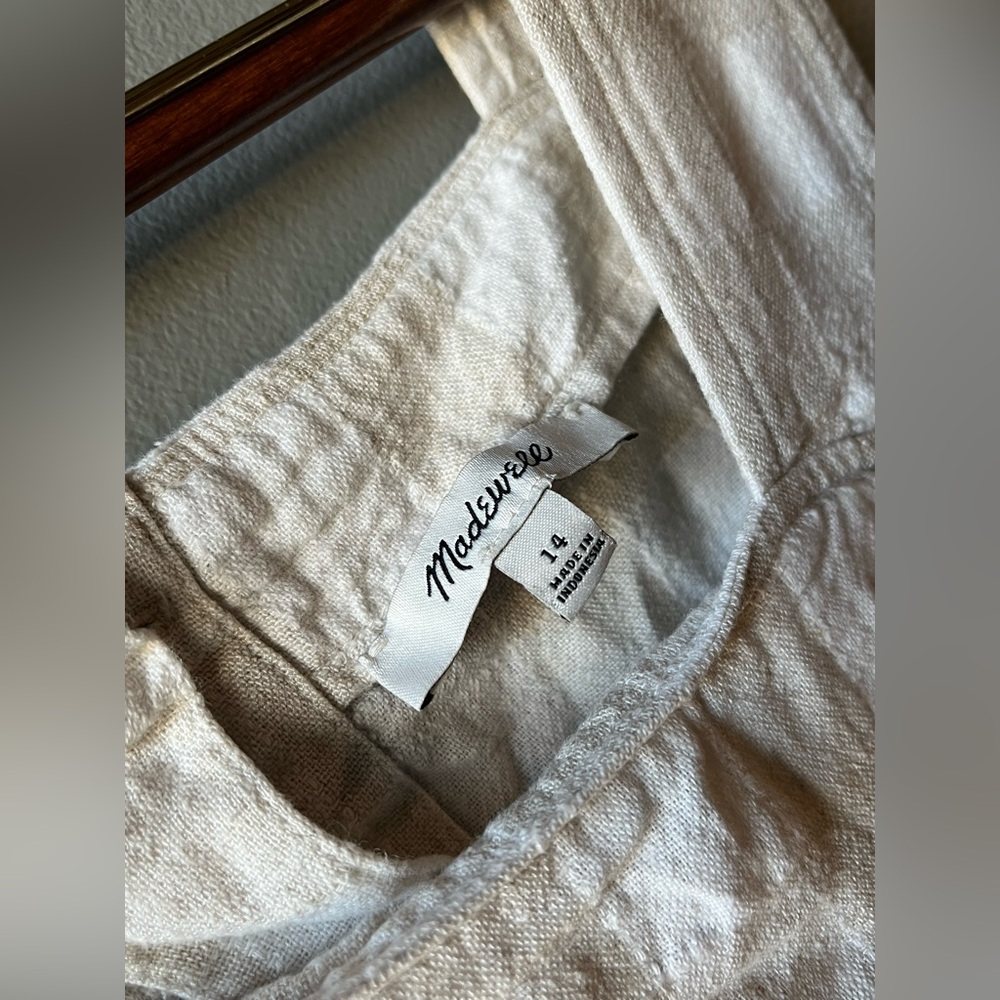 Madewell Light Tan/White Checkered Tank ~ Size 14 - Picture 6 of 9